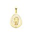 Medalla 18K Oro Amarillo Virgen Niña Lágrima con Nácar y Circonita 15x12 mm - Regalo Especial para Comunión